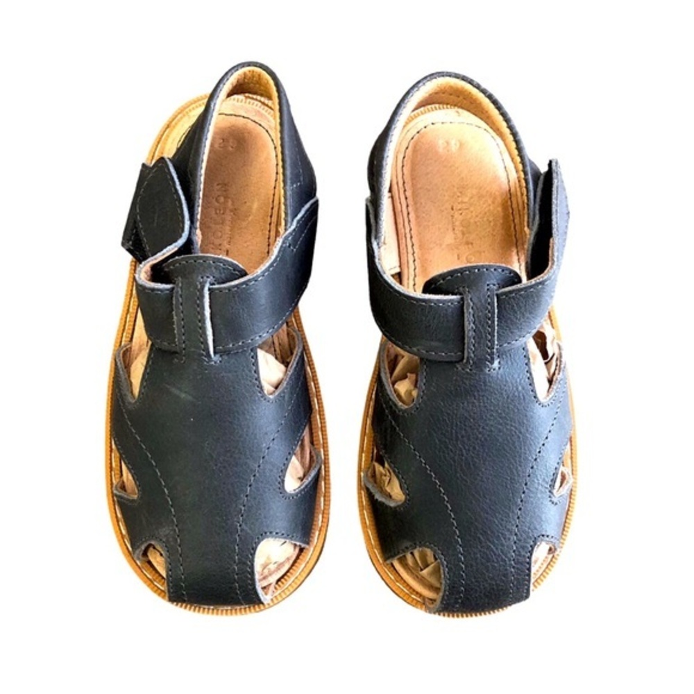 Mikoleon Leather “Rancher” Artisan Made Sandals Navy Blue